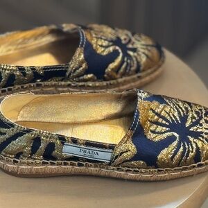 Beautiful PRADA espadrilles- like new- blue and gold